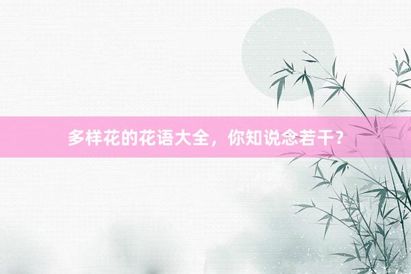 多样花的花语大全，你知说念若干？